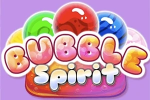 Színes gömbök és a Bubble Spirit felirat lila háttérrel