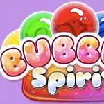 Színes gömbök és a Bubble Spirit felirat lila háttérrel