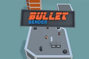 Három karakter egy szürke tetőn áll, a középpontban egy nagy Bullet Bender feliratú tábla látható