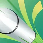 Egy fehér, fénylő lövedék ábrázolása stilizált zöld és sárga vonalakkal körülvéve
