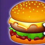 Rajzolt hamburger szezámmagos bucitetővel, sajttal, salátával, húspogácsával és egy fehér kézzel ellátva