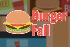 Rajzolt hamburger ikon baloldalon, mellette nagy piros betűkkel a Burger Fall felirat