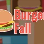 Rajzolt hamburger ikon baloldalon, mellette nagy piros betűkkel a Burger Fall felirat
