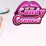 Egy tál színes cukorka és a Candy Connect felirat