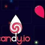 Színes geometriai formák sötét háttéren, középen egy spirális mintázatú csepp alakú objektum és a candy