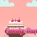 Egy rózsaszín hátterű képen egy óriási tortaszelet látható tejszínnel és cseresznyével, előtte egy rajzfilmszerű figurával és Candy Runner felirattal