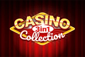 A „Casino 3in1 Collection” felirat látható piros háttér előtt arany szegéllyel