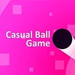 Élénk rózsaszín háttéren fekete-fehér gömb és Casual Ball Game felirat látható