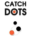 Fekete és narancssárga körök a CATCH DOTS felirat alatt fehér háttéren