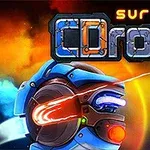 Futurisztikus drón egy űr témájú háttér előtt, élénk színekkel és a Survival CDron felirattal