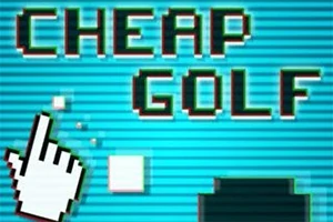 Kék csíkos háttér előtt fekete-fehér pixelgrafikás szöveg és egér kurzor látható