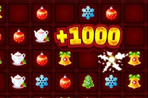 Egy piros háttér előtt karácsonyi díszek, teáskannák és hópelyhek sorakoznak, középen pedig +1000 felirat látható