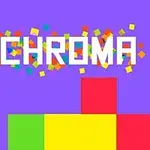A lila háttér előtt egy fehér CHROMA felirat látható, színes kockák kíséretében, melyek alul piros, sárga és zöld színűek