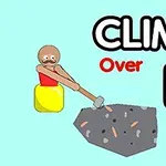 Egy karakter vízzel teli tartályban, kalapáccsal próbál megmászni egy sziklát, mellette a Climb Over It felirat látható