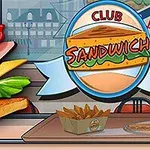Háromszög alakú klubszendvicsek díszítik a képet egy étterem belső terében, Club Sandwich felirattal az ablakon