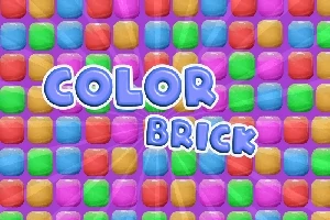 Színes téglából álló mintázat lila háttéren, középen COLOR BRICK felirattal