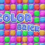 Színes téglából álló mintázat lila háttéren, középen COLOR BRICK felirattal