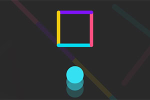 Színes kör és négyzet fekete háttér előtt lebeg