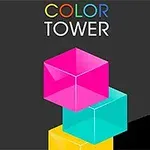 Három színes, egymásra helyezett kocka sötét háttérrel és a COLOR TOWER felirat a tetején