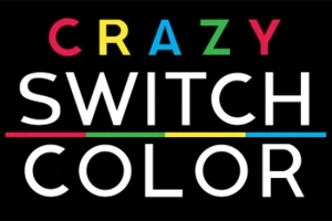 Színes betűkkel írt Crazy Switch Color felirat fekete háttérrel