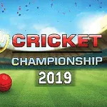 Arany trófea és krikettlabda áll egy stadion gyepszőnyegén, a háttérben Cricket Championship 2019 felirattal