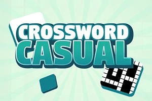 A világoskék háttér előtt Crossword Casual felirat látható két kockával, az egyik részben keresztrejtvénnyel