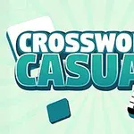 A világoskék háttér előtt Crossword Casual felirat látható két kockával, az egyik részben keresztrejtvénnyel