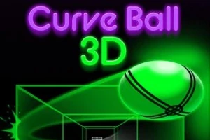 Zöld színű, fényes labda egy 3D-s rácsos háttér előtt, lilás és zöld színű Curve Ball 3D felirattal