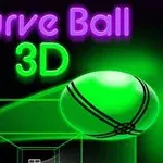 Zöld színű, fényes labda egy 3D-s rácsos háttér előtt, lilás és zöld színű Curve Ball 3D felirattal