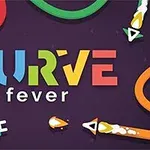 Színes csíkok és lövedékek egy sötét háttér előtt, a CURVE fever felirattal középen