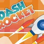 Rakéta piros és narancssárga részletekkel egy narancssárga háttér előtt, a Dash Rocket felirattal