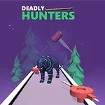 Egy fekete tigris halad előre egy keskeny úton lilás háttérrel és fenyőfákkal, miközben felette a Deadly Hunters felirat látható