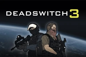 Deadswitch 3 Két felfegyverzett katona ábrázolása világűrbeli háttér előtt, fejük fölött a DEADSWITCH 3 szöveggel