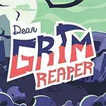 Rajzfilmszerű sírkert háttér, középen nagy betűkkel a Dear Grim Reaper felirat