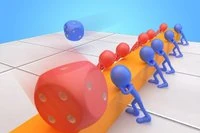 Dice Push vicces kockás arcade játék 3D stickman modellekkel egy platformon