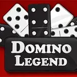 Fekete és fehér dominók egy piros háttér előtt, Domino Legend felirattal a középpontban