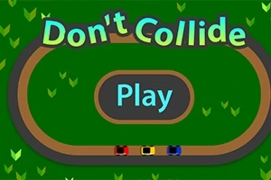 Don't Collide Egy ovális pályán színes autók köröznek, középen egy Play gomb és felette a Dont Collide szöveg látható