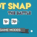 Kék háttér előtt nagy, sárga és fehér betűkkel írt szöveg, alatta két gomb és egy szürke szalagon Game Modes felirat