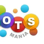 Színes, különböző méretű körök alkotják a DOTS MANIA feliratot