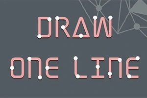 A képen egy szürke háttér látható, rajta rózsaszínű, pöttyökkel összekötött vonalakból kirajzolódó DRAW ONE LINE felirattal