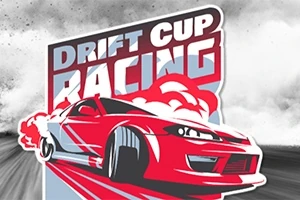 Piros autó driftel sűrű füsttel egy versenypályán, háttérben a Drift Cup Racing felirattal