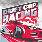 Piros autó driftel sűrű füsttel egy versenypályán, háttérben a Drift Cup Racing felirattal