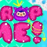 Rózsaszín, pöttyös, habszerű betűkből álló DROP ME!