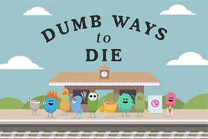 Színes, rajzolt figurák állnak egy vasútállomás peronján a Dumb Ways to Die felirat alatt