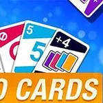 Színes kártyalapok egy kék háttér előtt, DUO CARDS felirattal