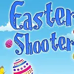 Kék háttér előtt színes húsvéti tojások és Easter Shooter felirat látható, a sarokban egy sárga pillangóval