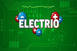 Zöld áramköri háttér előtt a ELECTRIO felirat látható, körülötte piros és kék pozitív és negatív jelek