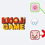 Virág, méh, felhő és esernyő emojik kombinációja egy játékszerű ábrán