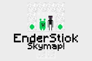 Zöld és fekete karakterek fehér háttérrel, két zöld gyémánt alakzattal, alul EnderStick Skymap!