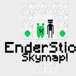 Zöld és fekete karakterek fehér háttérrel, két zöld gyémánt alakzattal, alul EnderStick Skymap!